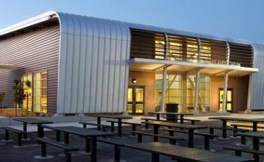 Photo: Exterior photo of the Nystrom Elementary School's Multi-Purpose Building in Richmond, CA